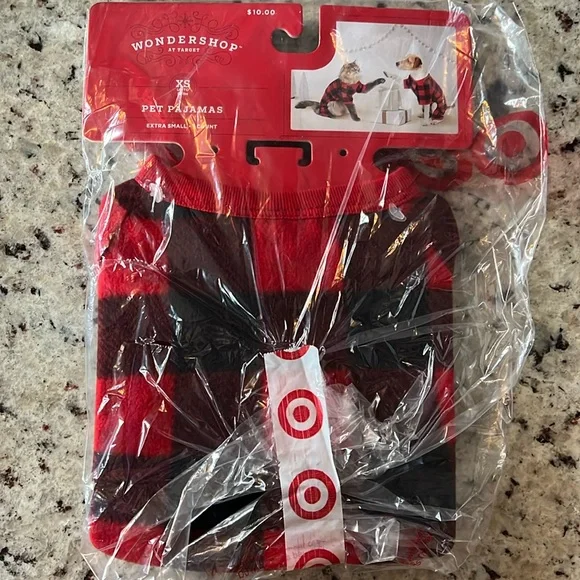 New - Wondershop Buffalo Check Matching Family Dog Pajamas in Red & Black - Picture 5 of 7